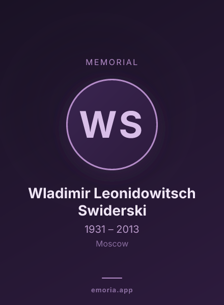 Memorial portrait of Wladimir Leonidowitsch Swiderski