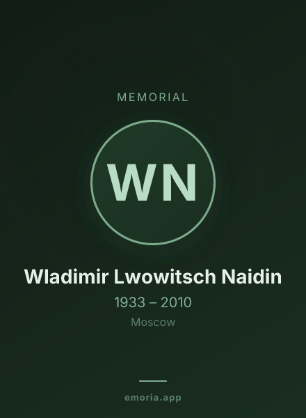 Memorial portrait of Wladimir Lwowitsch Naidin