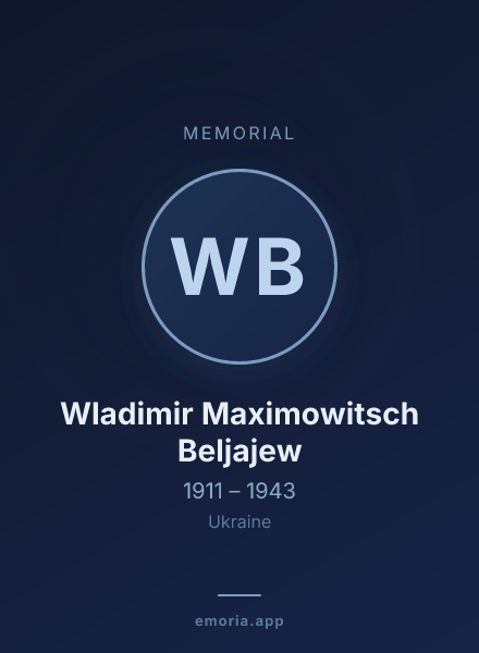 Memorial portrait of Wladimir Maximowitsch Beljajew