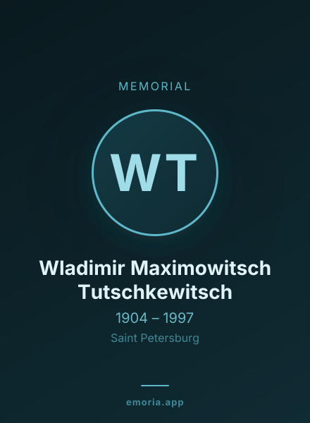 Memorial portrait of Wladimir Maximowitsch Tutschkewitsch