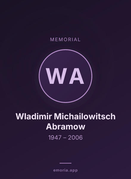 Memorial portrait of Wladimir Michailowitsch Abramow