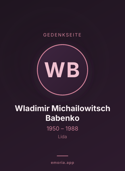 Gedenkportrait von Wladimir Michailowitsch Babenko