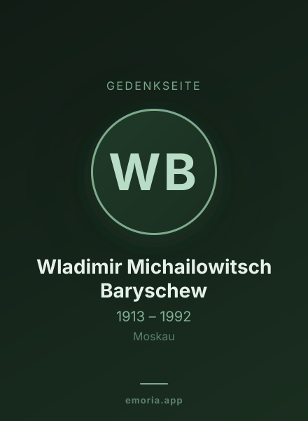 Gedenkportrait von Wladimir Michailowitsch Baryschew