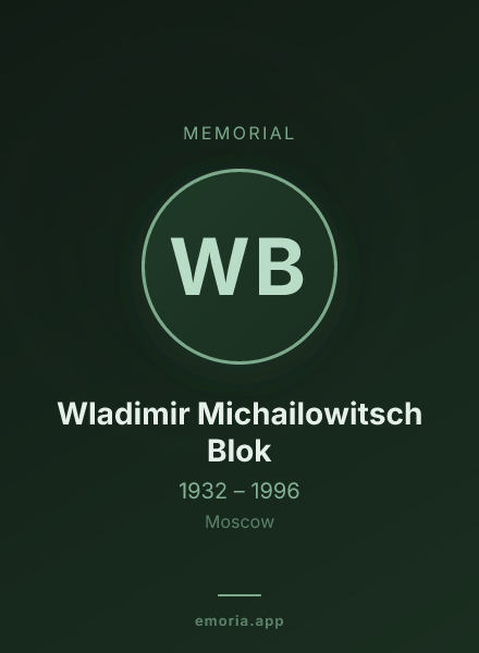 Memorial portrait of Wladimir Michailowitsch Blok