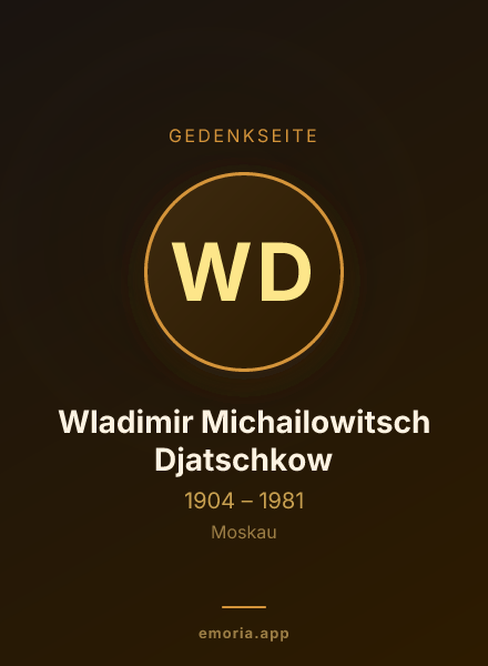 Gedenkportrait von Wladimir Michailowitsch Djatschkow