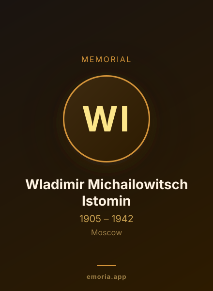 Memorial portrait of Wladimir Michailowitsch Istomin