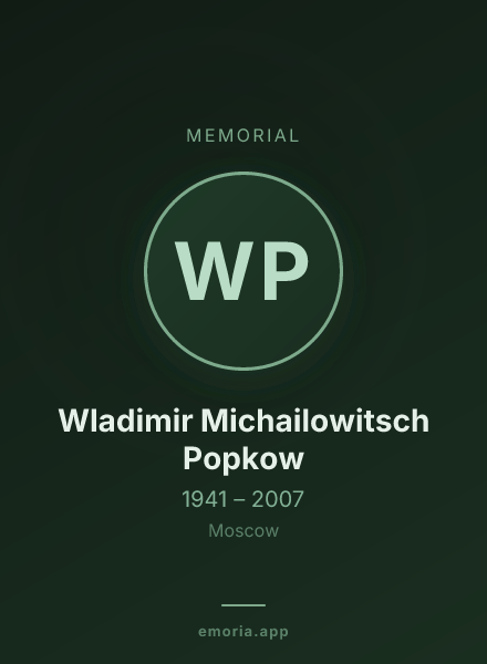 Memorial portrait of Wladimir Michailowitsch Popkow