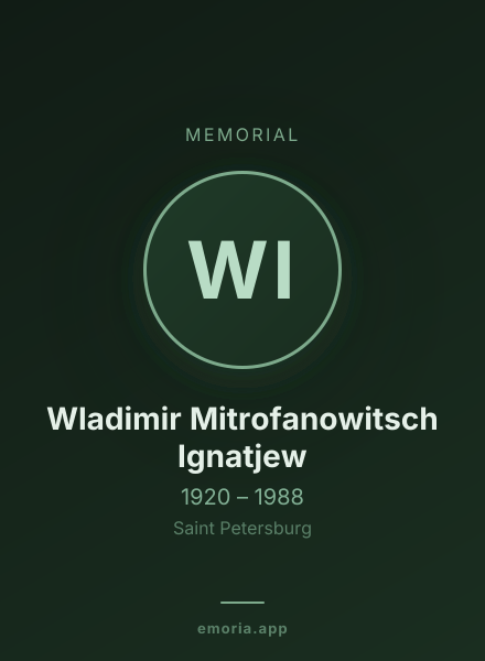 Memorial portrait of Wladimir Mitrofanowitsch Ignatjew