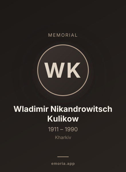 Memorial portrait of Wladimir Nikandrowitsch Kulikow