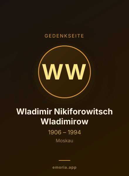 Gedenkportrait von Wladimir Nikiforowitsch Wladimirow