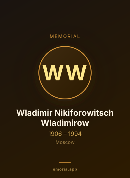 Memorial portrait of Wladimir Nikiforowitsch Wladimirow