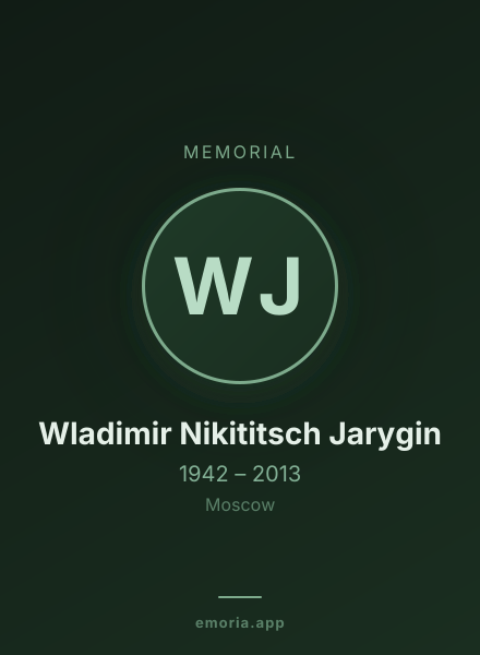 Memorial portrait of Wladimir Nikititsch Jarygin