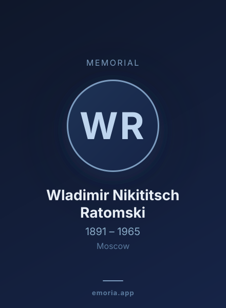 Memorial portrait of Wladimir Nikititsch Ratomski