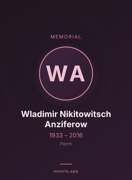 Memorial portrait of Wladimir Nikitowitsch Anziferow