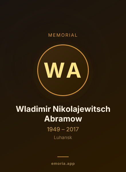 Memorial portrait of Wladimir Nikolajewitsch Abramow