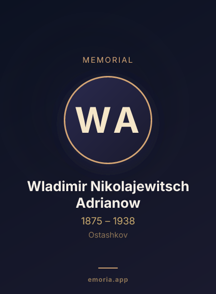 Memorial portrait of Wladimir Nikolajewitsch Adrianow