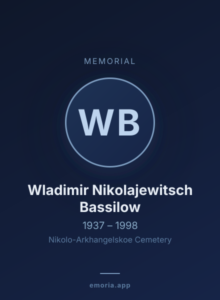 Memorial portrait of Wladimir Nikolajewitsch Bassilow