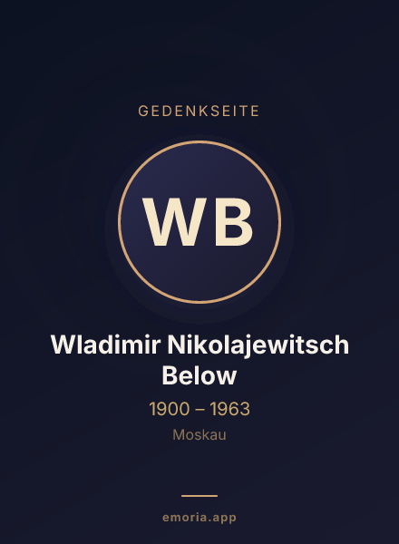 Gedenkportrait von Wladimir Nikolajewitsch Below