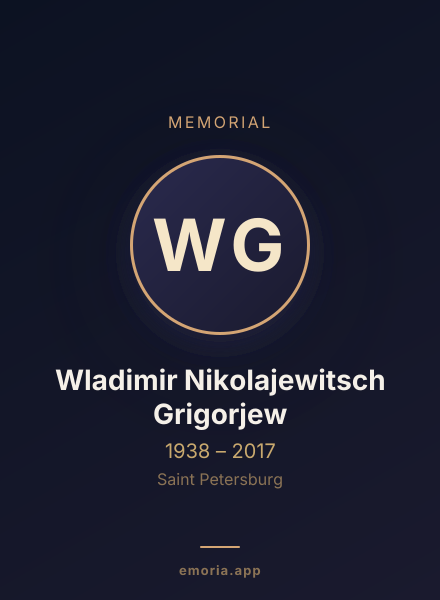 Memorial portrait of Wladimir Nikolajewitsch Grigorjew