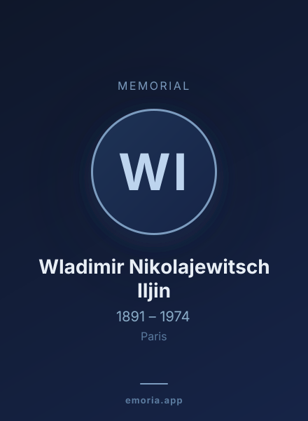 Memorial portrait of Wladimir Nikolajewitsch Iljin