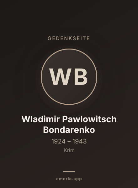 Gedenkportrait von Wladimir Pawlowitsch Bondarenko