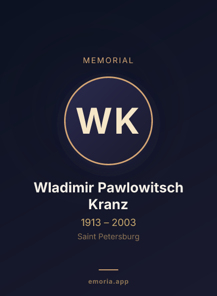Memorial portrait of Wladimir Pawlowitsch Kranz