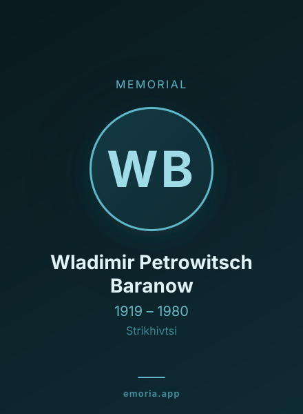 Memorial portrait of Wladimir Petrowitsch Baranow
