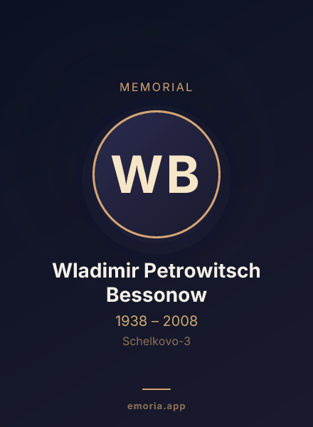 Memorial portrait of Wladimir Petrowitsch Bessonow
