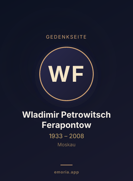 Gedenkportrait von Wladimir Petrowitsch Ferapontow