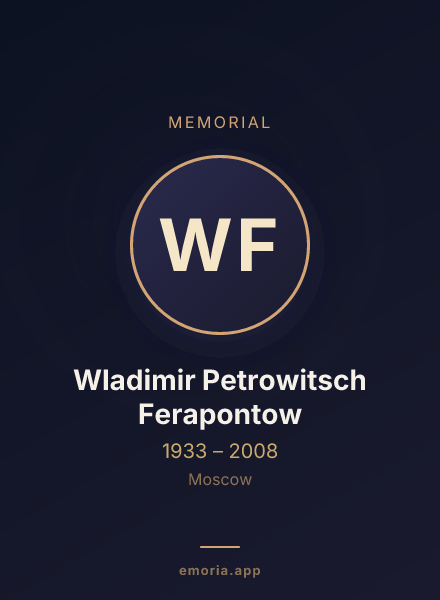Memorial portrait of Wladimir Petrowitsch Ferapontow