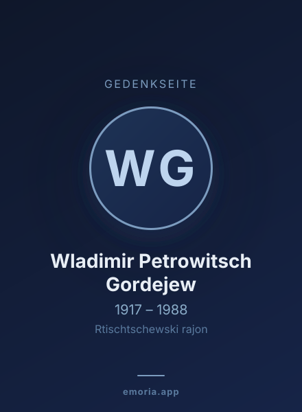 Gedenkportrait von Wladimir Petrowitsch Gordejew