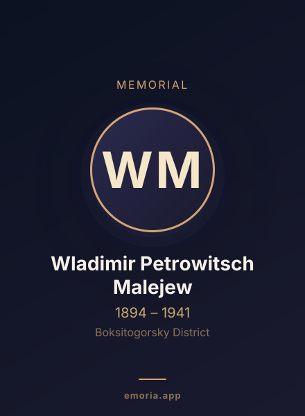 Memorial portrait of Wladimir Petrowitsch Malejew