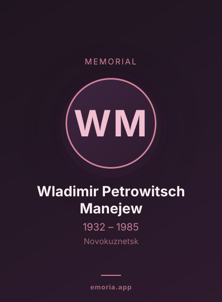 Memorial portrait of Wladimir Petrowitsch Manejew