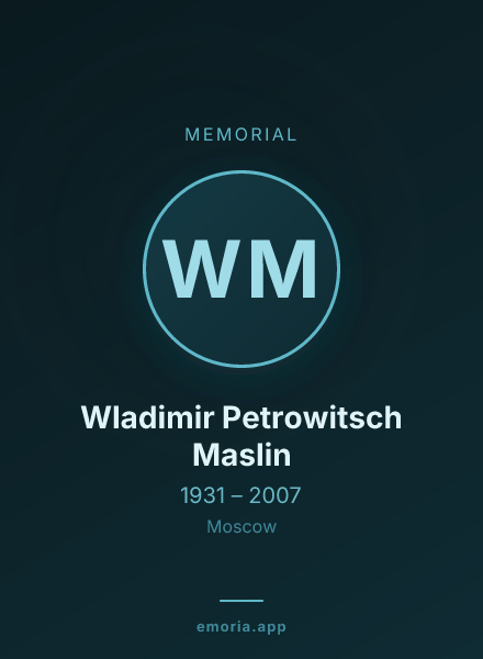Memorial portrait of Wladimir Petrowitsch Maslin