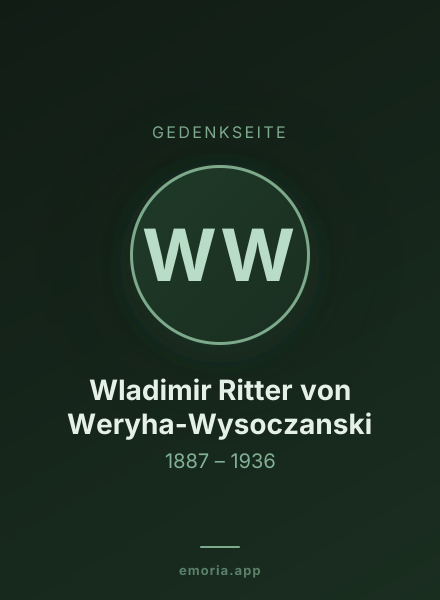Gedenkportrait von Wladimir Ritter von Weryha-Wysoczanski