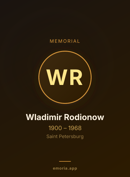 Memorial portrait of Wladimir Rodionow