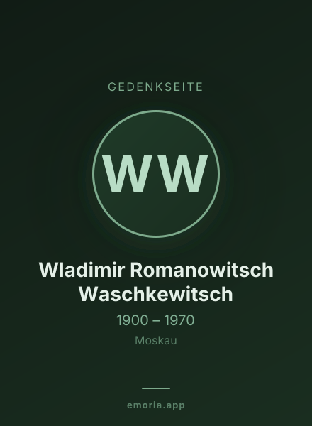 Gedenkportrait von Wladimir Romanowitsch Waschkewitsch