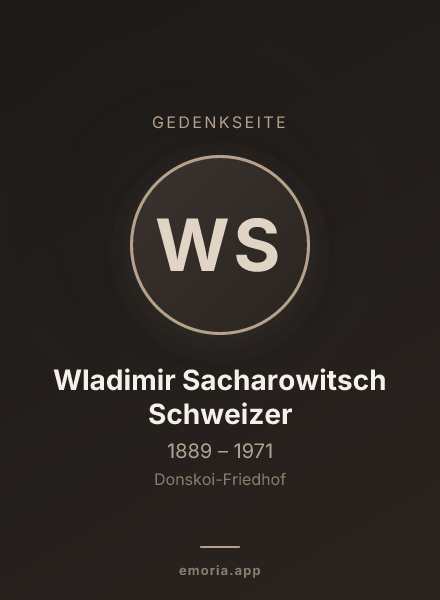 Gedenkportrait von Wladimir Sacharowitsch Schweizer