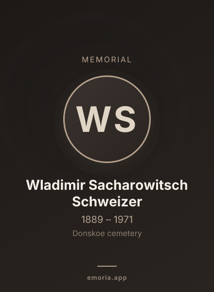 Memorial portrait of Wladimir Sacharowitsch Schweizer