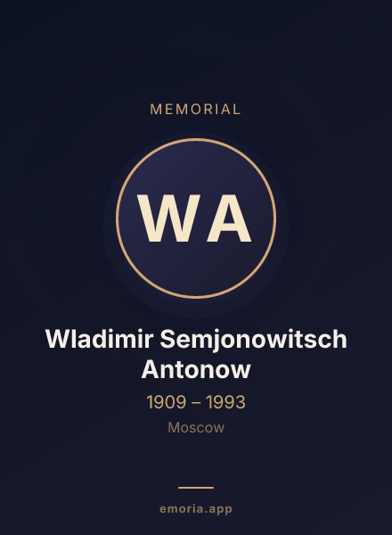 Memorial portrait of Wladimir Semjonowitsch Antonow