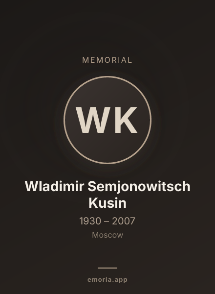Memorial portrait of Wladimir Semjonowitsch Kusin