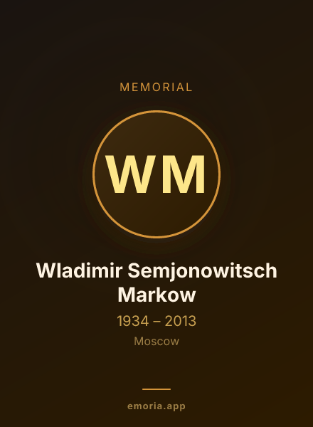 Memorial portrait of Wladimir Semjonowitsch Markow