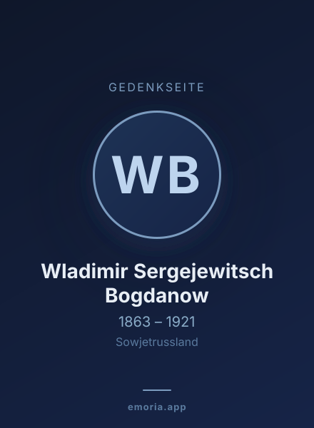 Gedenkportrait von Wladimir Sergejewitsch Bogdanow