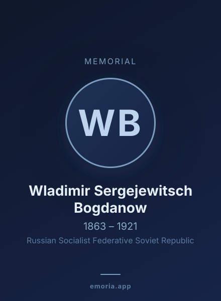 Memorial portrait of Wladimir Sergejewitsch Bogdanow