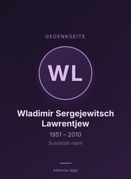 Gedenkportrait von Wladimir Sergejewitsch Lawrentjew