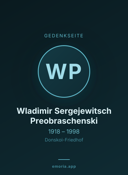 Gedenkportrait von Wladimir Sergejewitsch Preobraschenski