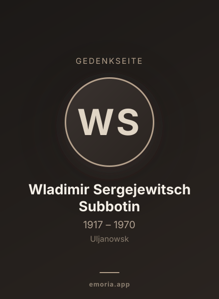 Gedenkportrait von Wladimir Sergejewitsch Subbotin