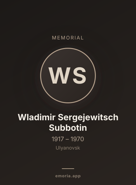 Memorial portrait of Wladimir Sergejewitsch Subbotin