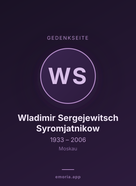 Gedenkportrait von Wladimir Sergejewitsch Syromjatnikow