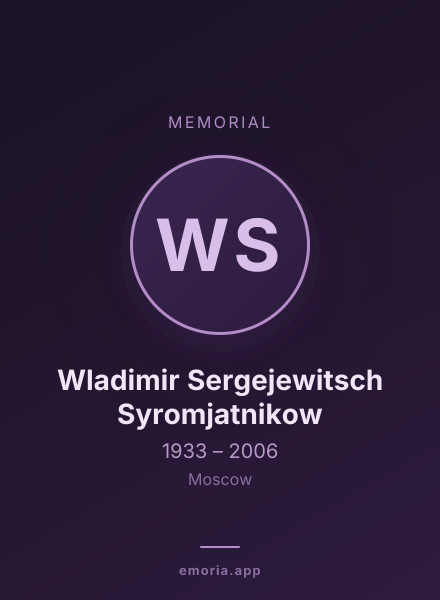 Memorial portrait of Wladimir Sergejewitsch Syromjatnikow